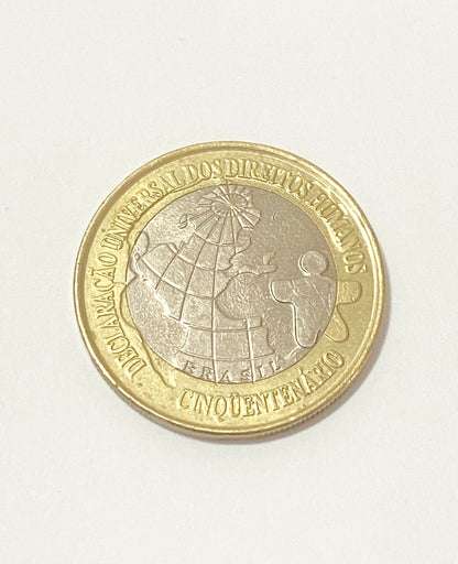 Moeda Brasil 1 real 1998 Direitos Humanos Bimetálico MBC