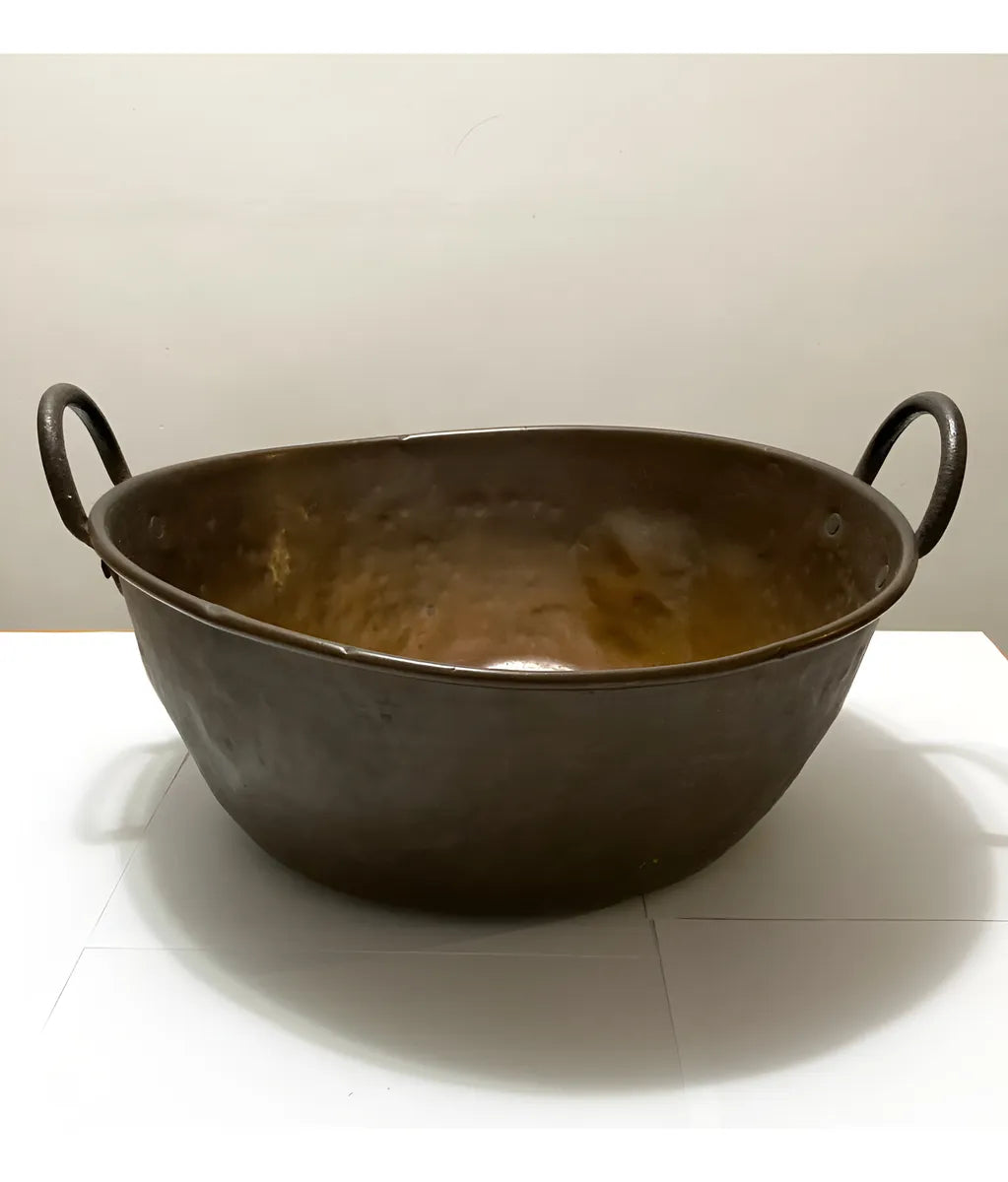 Caldeirão Antigo Em Cobre Com Alças 49cm