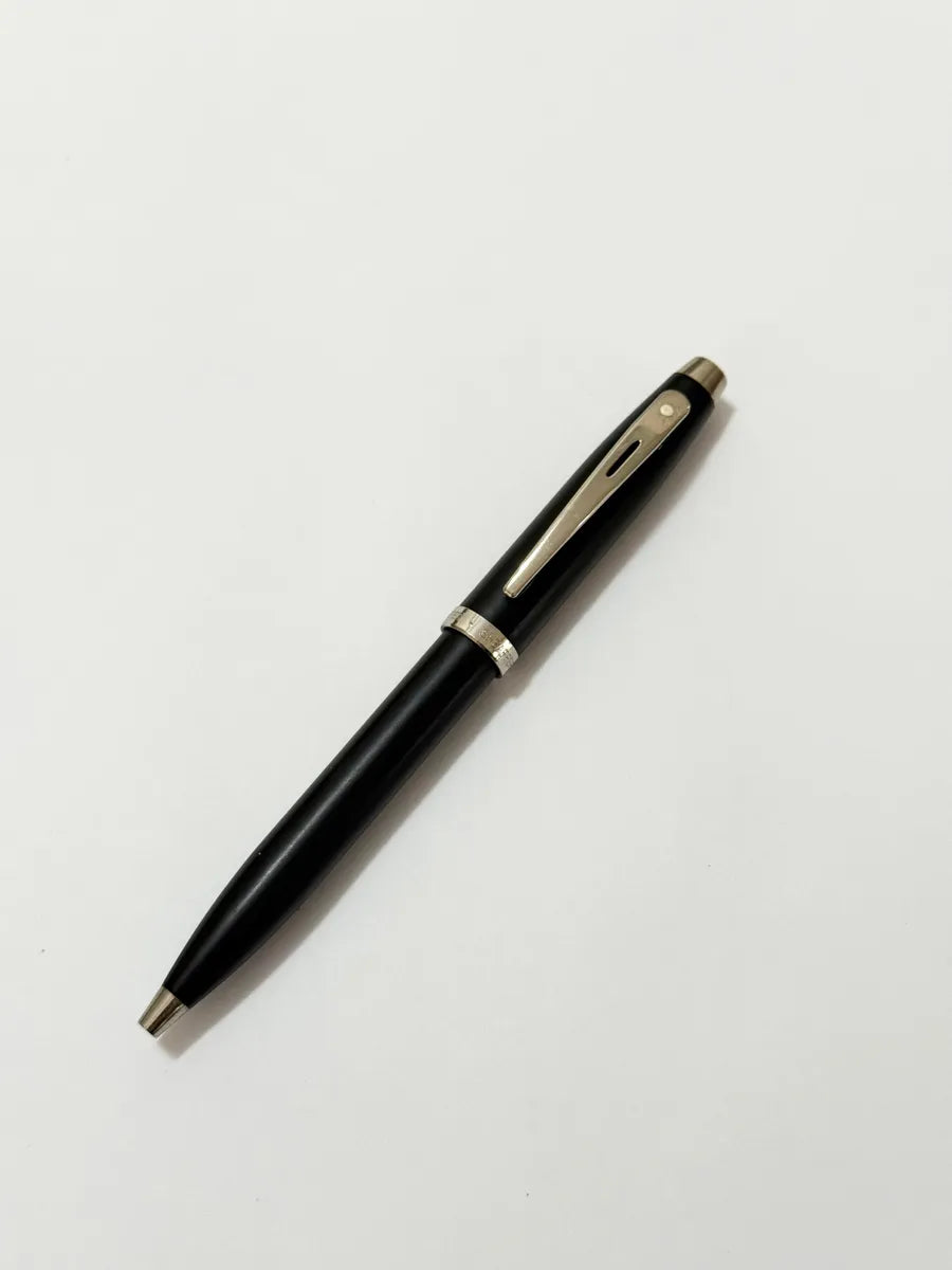 Caneta Antiga Sheaffer Preta Clássica Original Prata