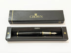 Caneta Antiga Tinteiro Crown Preta Com Pena Iridium Point