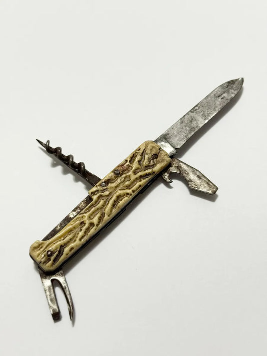 Canivete Antigo Multiuso Francês Pradel Cabo Osso/chifre