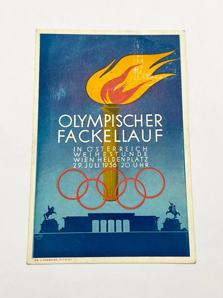 Cartão Postal Antigo Olimpíadas 1936 Alemanha Áustria C Selo