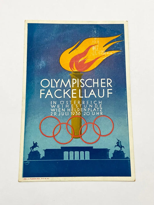 Cartão Postal Antigo Olimpíadas 1936 Alemanha Áustria C Selo