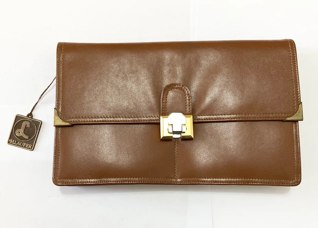 Carteira Clutch Antiga H. Laufer Couro Marrom Marrom