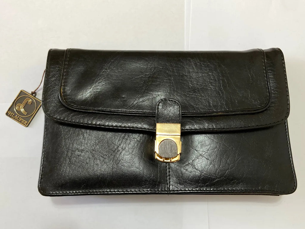 Carteira Clutch Antiga H. Laufer Couro Preto Preto