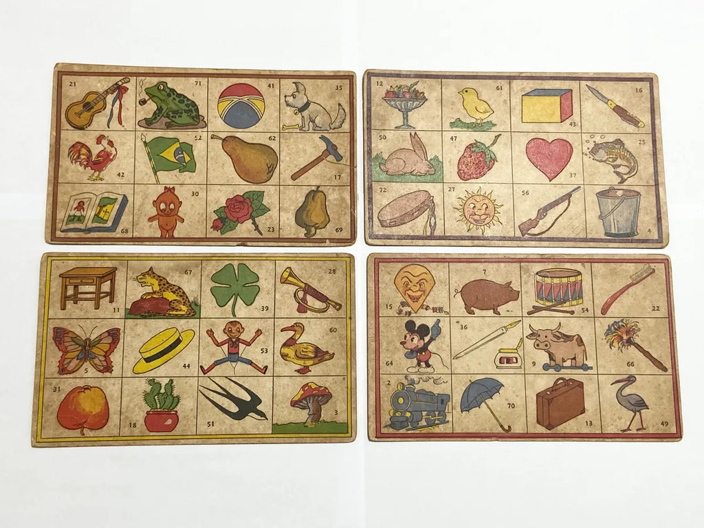 Cartelas Antigas Loto / Bingo Ilustradas 4 Uni