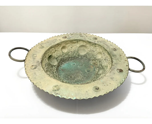 Centro De Mesa Antigo Em Cobre Martelado 23cm