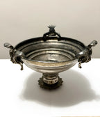 Centro De Mesa Fruteira Antiga Em Metal Prateado 11x14cm