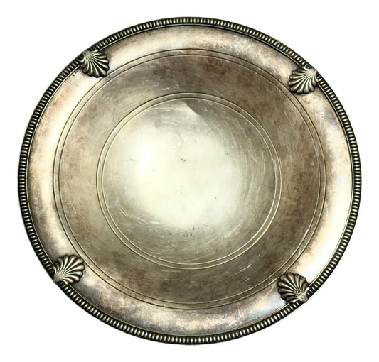 Cetro De Mesa Fruteira Pé Alto Prateado Antigo Com Marca 12g