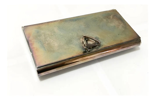 Cigarreira De Mesa / Estojo Antigo Em Metal Prateado 770g