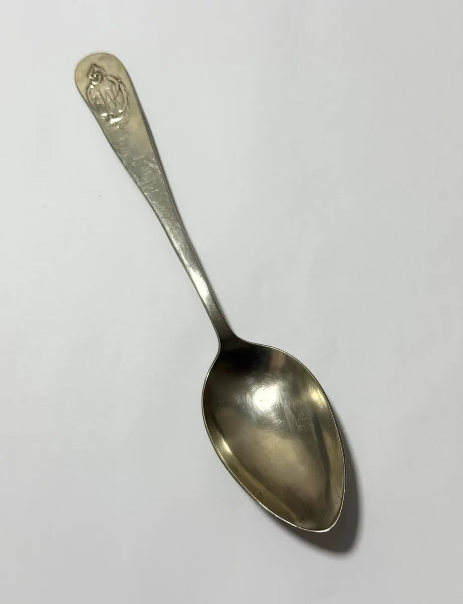 Colher Antiga Prata Monograma Punção Leão 20cm