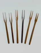 Conjunto 6 Garfinhos Antigos De Madeira Nobre Para Petiscos
