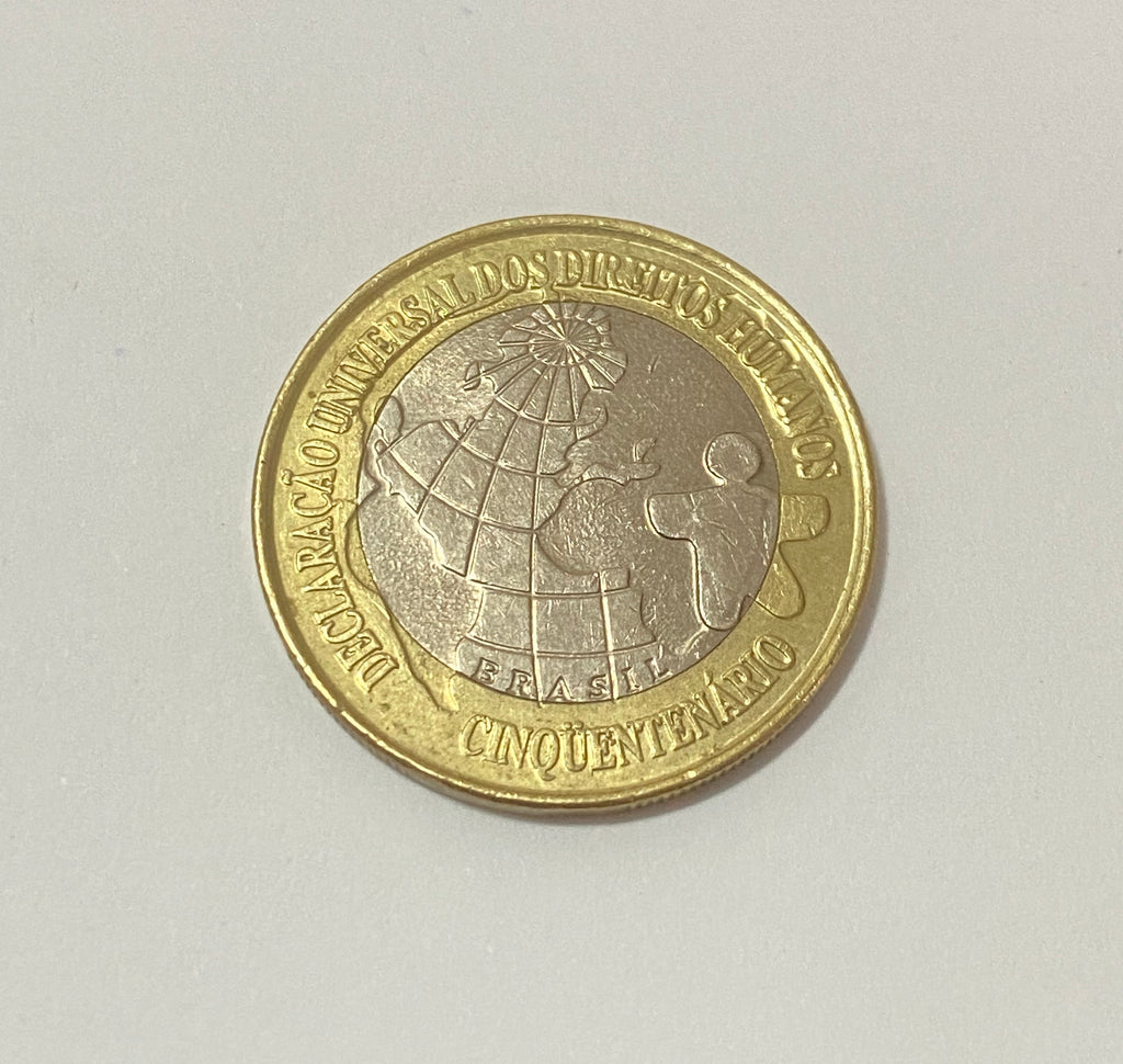Moeda Brasil 1 real 1998 Direitos Humanos Bimetálico MBC