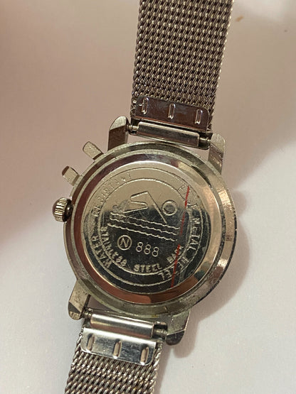 Relógio Antigo Mickey Minnie Quartz Prata Water Resist Prateado