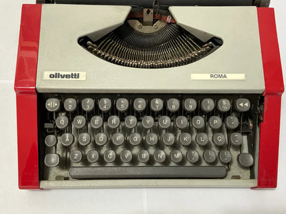 Máquina De Escrever Olivetti Roma Vermelha Antiga