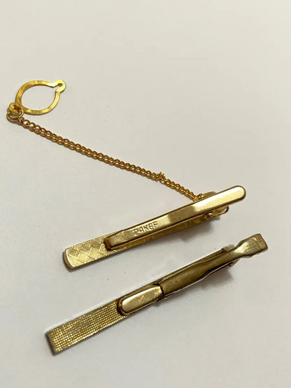 Prendedores De Gravata Antigos Dourado Banho Ouro 24k Dourado