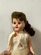 Boneca Antiga Olhos De Dormir Anos 50 C/ Roupa