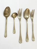 Conjunto Talheres Antigos Metal Prateado 5 Peças