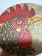 Pedra Seixo Pintada À Mão Galo Arte Artesanal 10cm