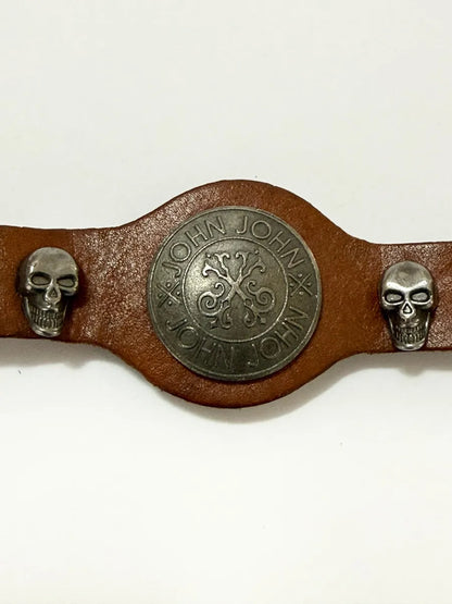 Pulseira John John Couro Marrom Com Caveiras E Estrelas Marrom