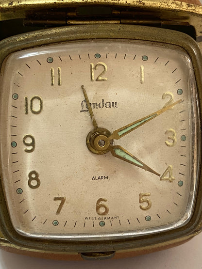 Relógio Despertador Antigo Alemão Landau West Germany Dourado