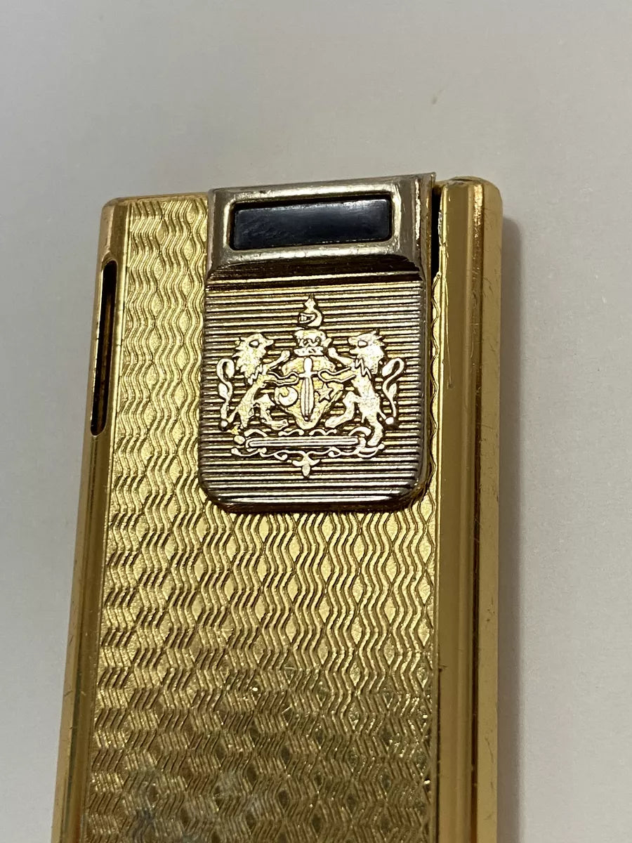 Isqueiro Antigo Japonês Riena Japan Dourado Brasão Leões