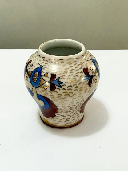 Vaso Mini Porcelana Antigo Pintado À Mão Assinado