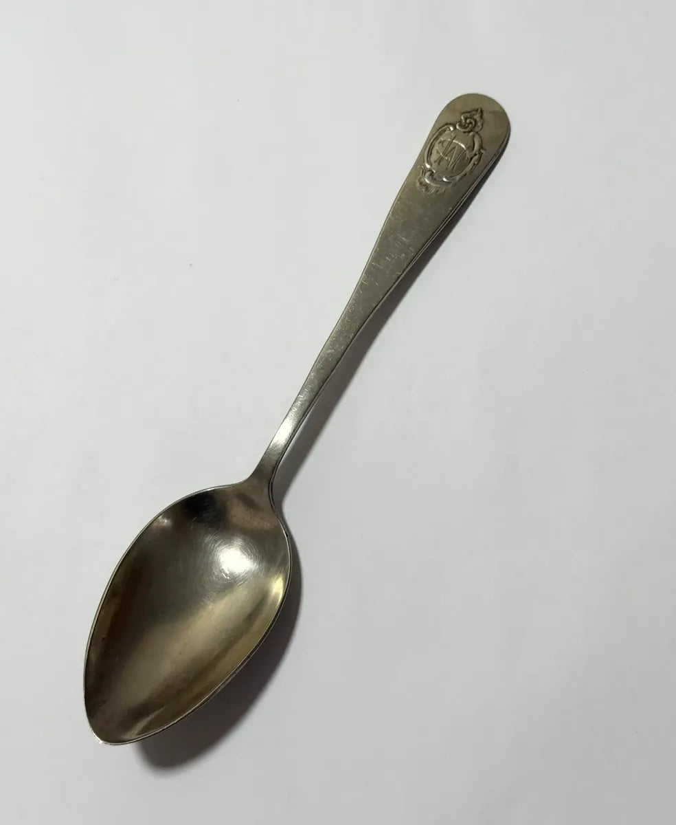 Colher Antiga Prata Monograma Punção Leão 20cm