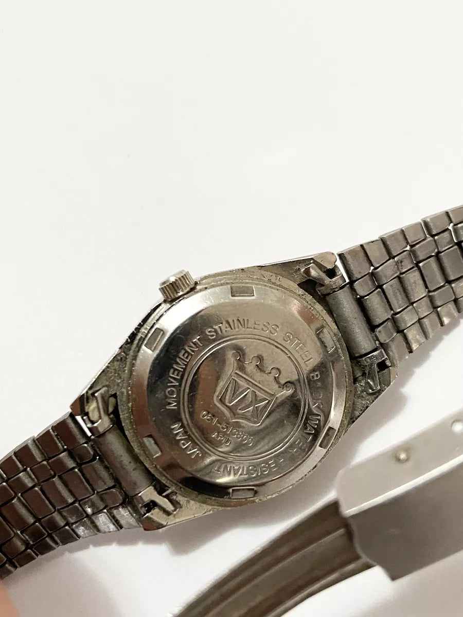 Relógio Antigo Orimet Prata Cristal Azul Japan Movt