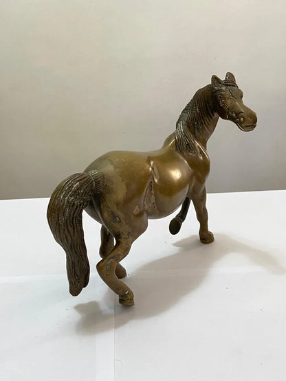 Escultura Antiga Cavalo Em Bronze 1,7kg - 20x18cm