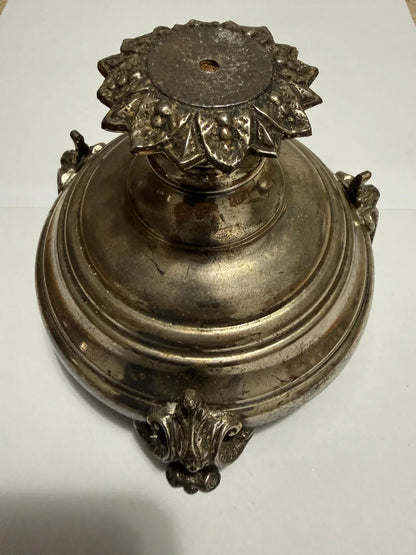 Centro De Mesa Fruteira Antiga Em Metal Prateado 11x14cm