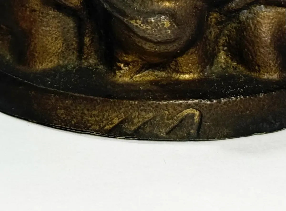 Escultura Antiga Em Bronze Maternidade 3 Mulheres Assinada