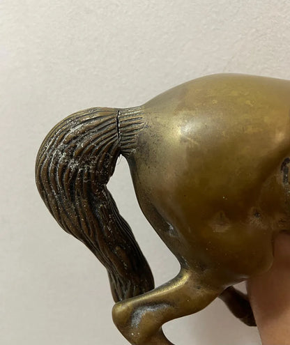 Escultura Antiga Cavalo Em Bronze 1,7kg - 20x18cm