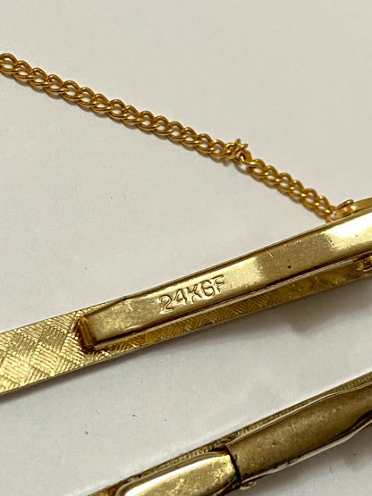 Prendedores De Gravata Antigos Dourado Banho Ouro 24k Dourado