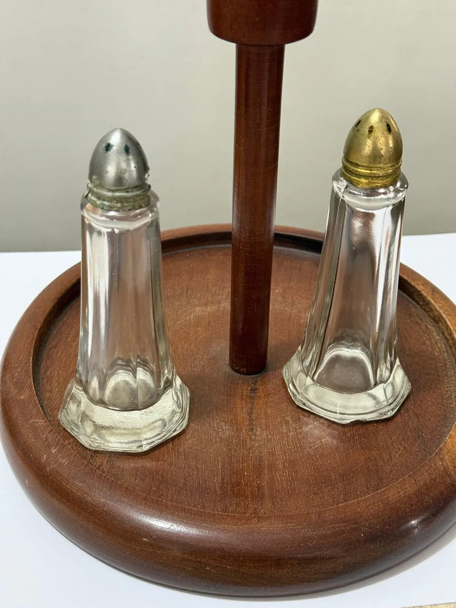 Antigo Porta Temperos Em Madeira Mogno Com Vidros