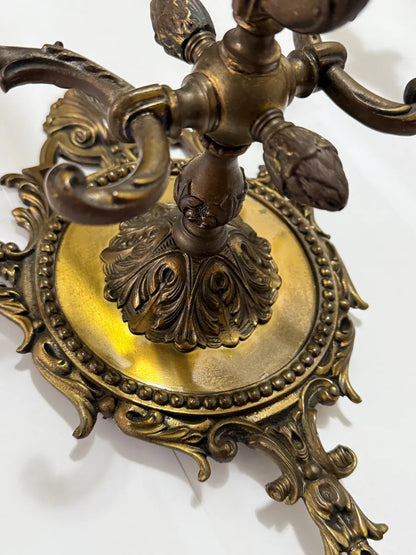Arandelas Antigas Em Bronze 3 Braços Estilo Luís Xv Par