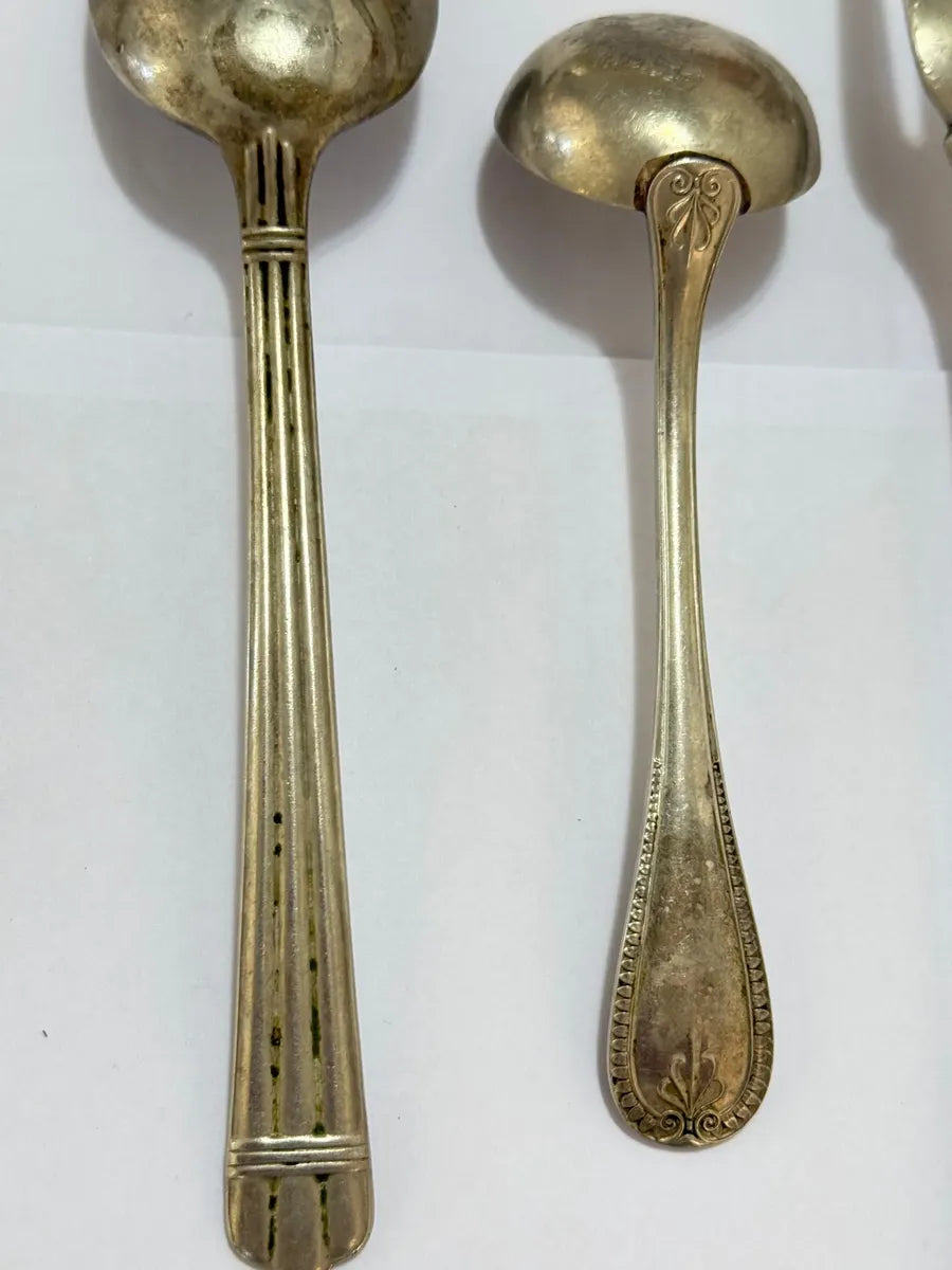 Conjunto Talheres Antigos Metal Prateado 5 Peças