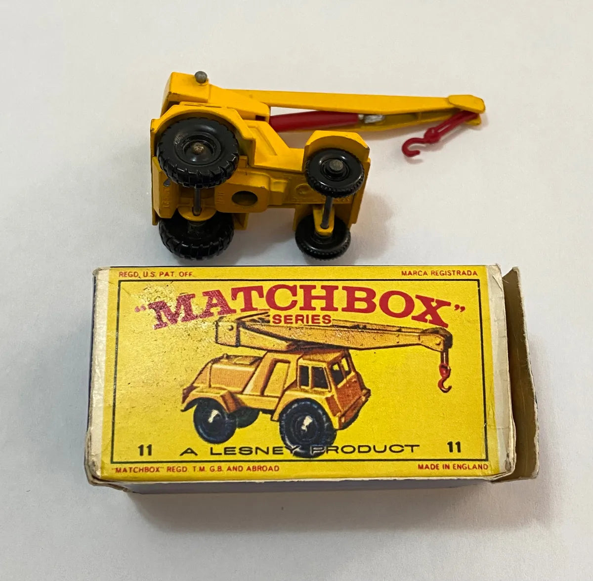 Miniatura Guindaste Matchbox Lesney No. 11 Antigo Amarelo