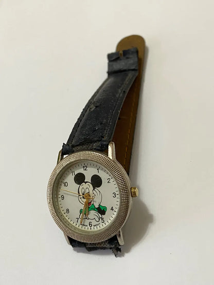 Relógio Antigo Disney Mickey Mouse No.m110 Japan Movt Water Prateado