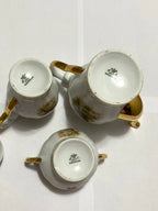 Antigo Jogo Porcelana Real Com Dourado - 3 Peças