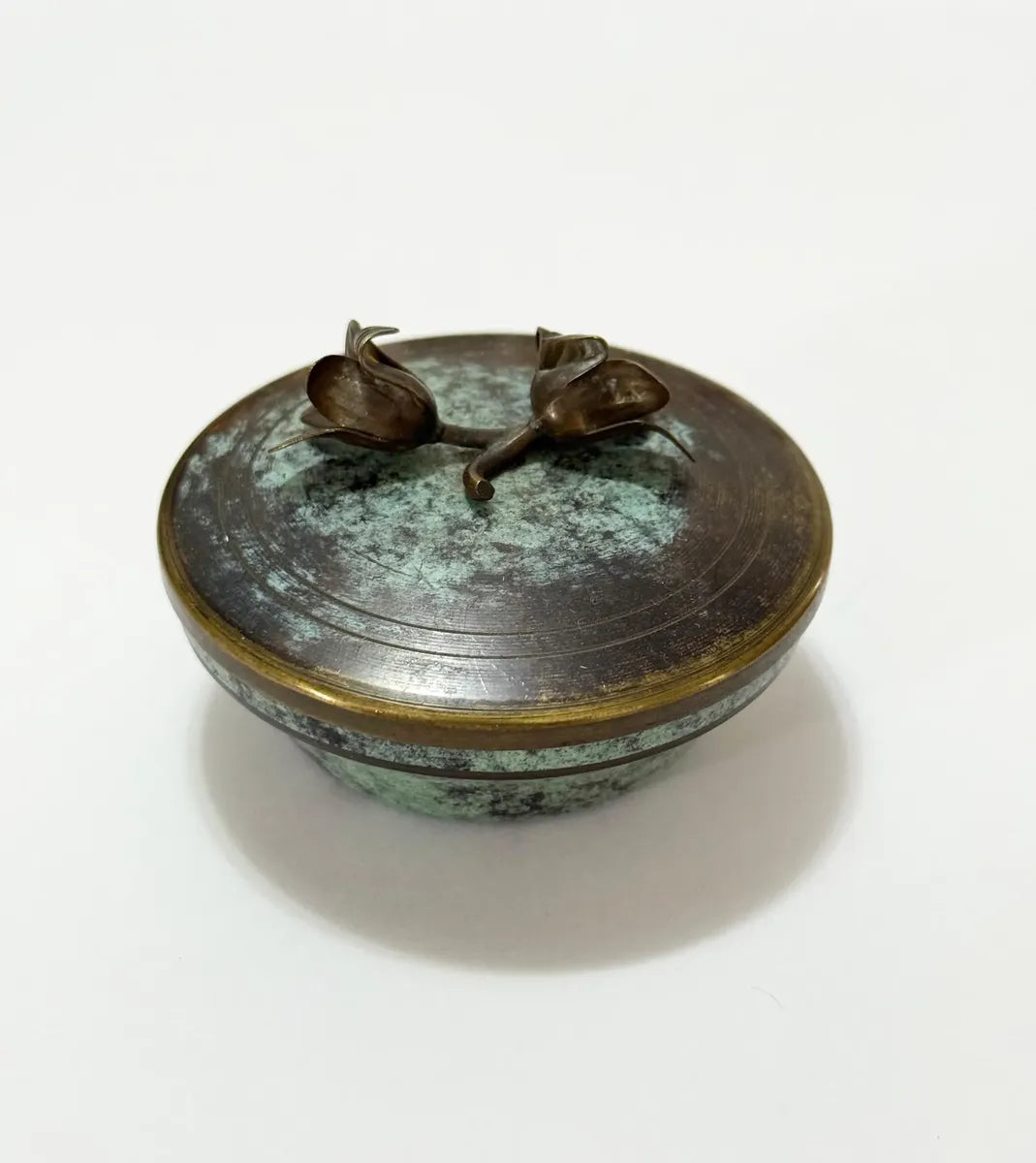 Caixa Porta Joias Antiga Art Nouveau Bronze Flores