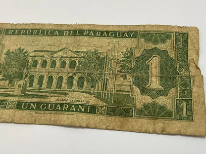 Cédula Antiga 1952 Paraguai Un Guarani Soldado Serie A