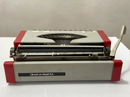 Máquina De Escrever Olivetti Roma Vermelha Antiga
