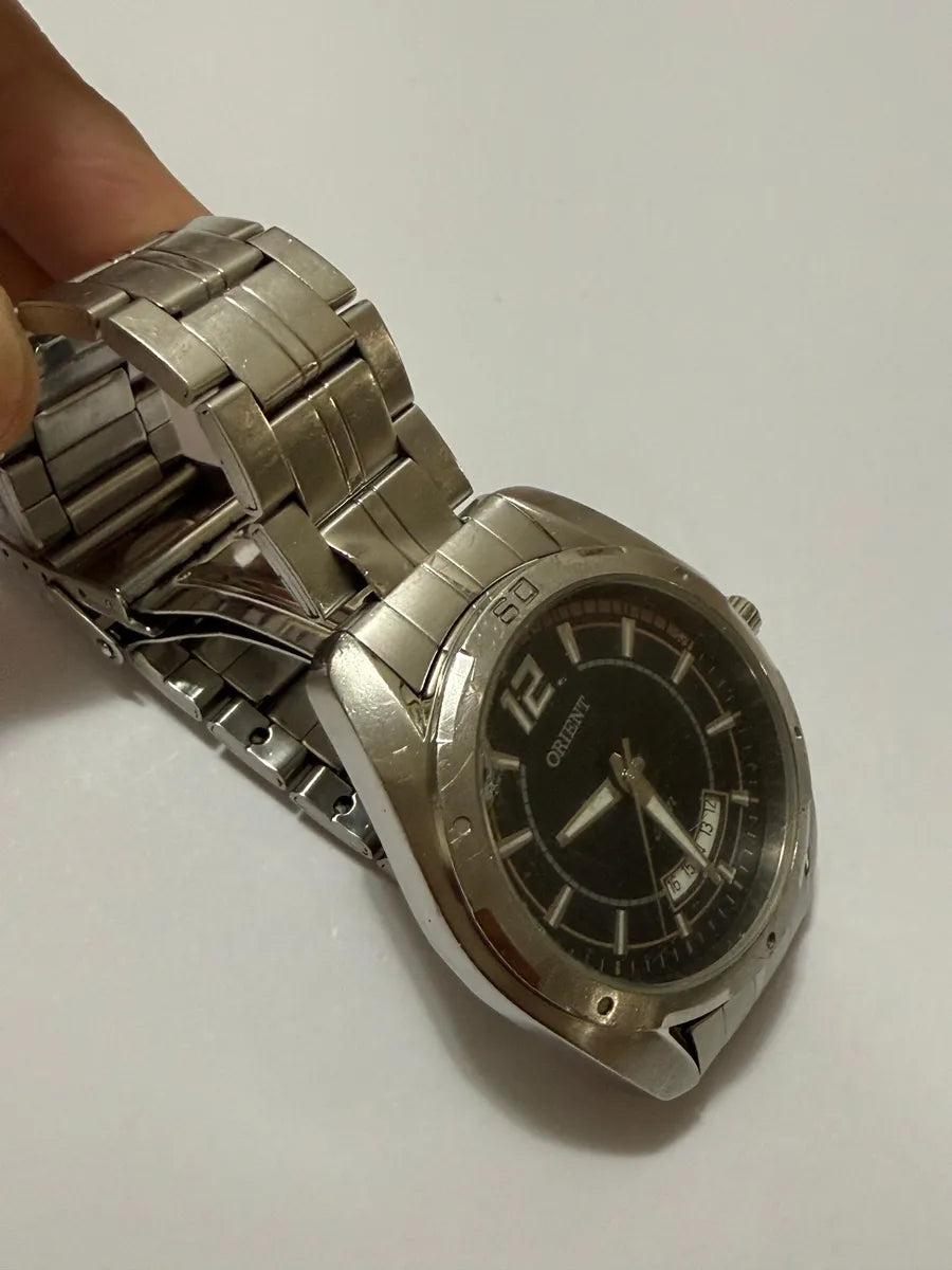 Relógio Antigo Orient Mbss1148 Aço Inox 50m Com Data Prateado