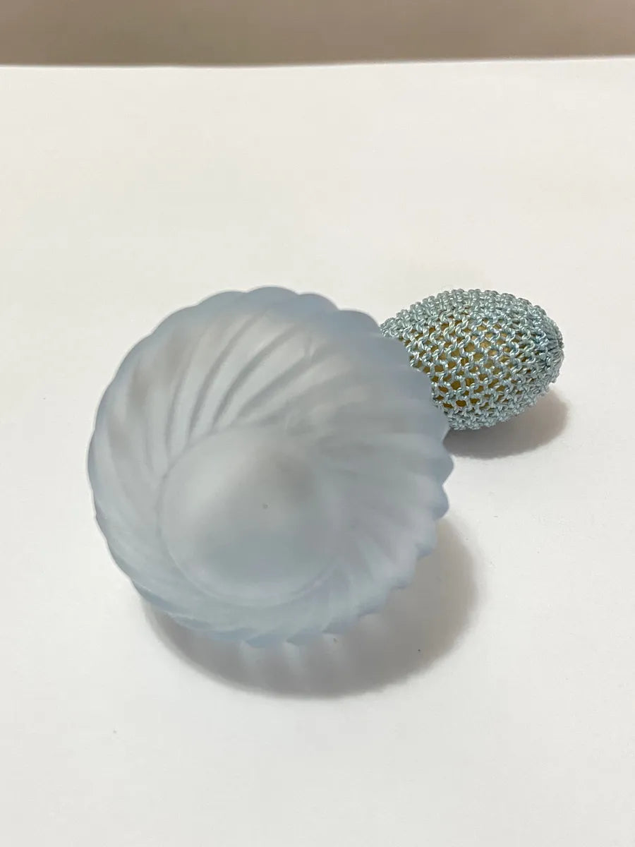 Perfumeiro Antigo Borrifador Em Vidro Fosco Azul