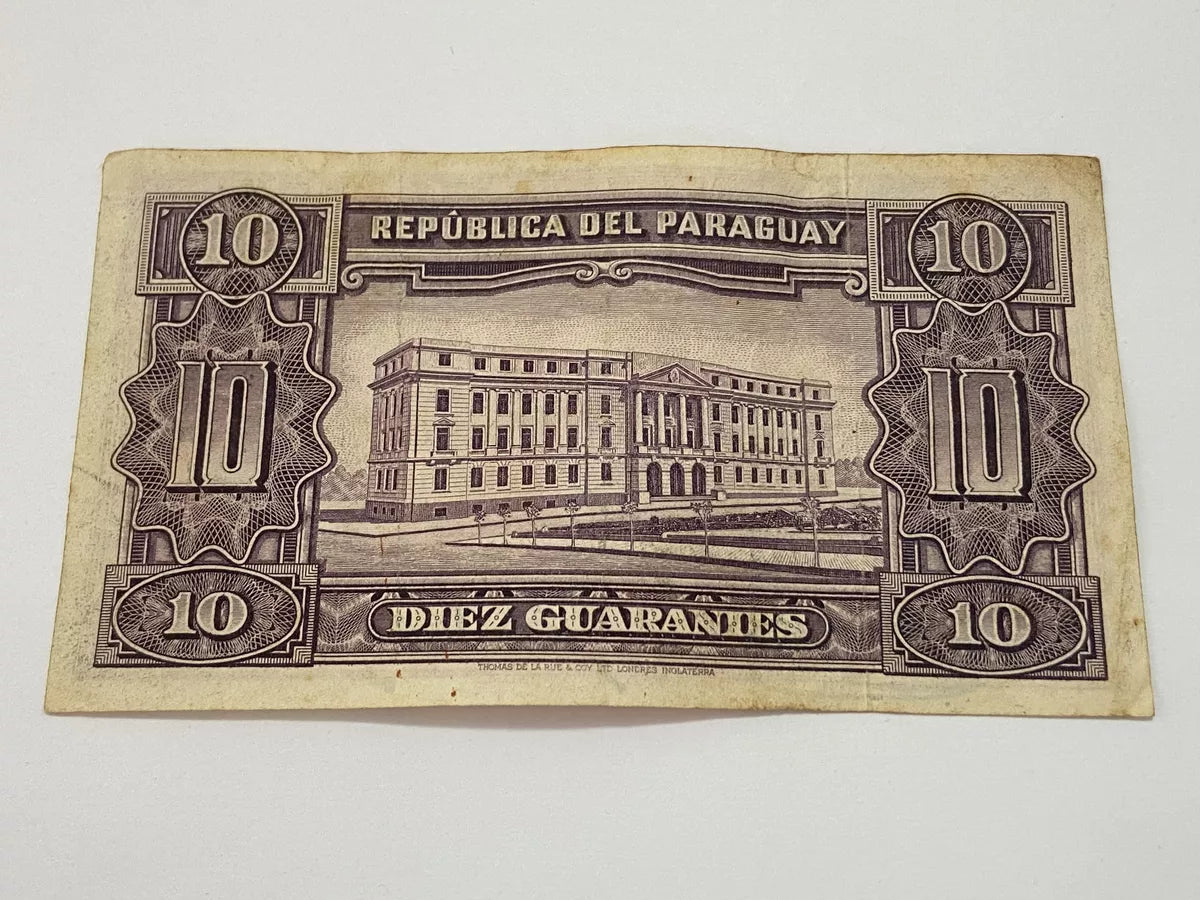 Cédula Antiga Paraguai 10 Guaranies 1952 Serie A Assinada