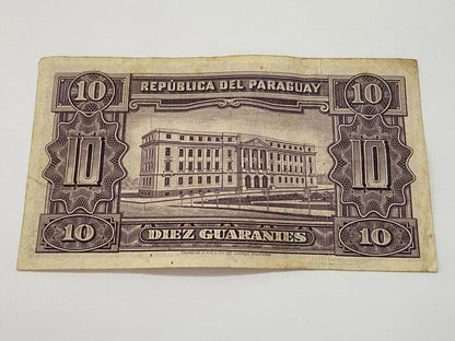 Cédula Antiga Paraguai 10 Guaranies 1952 Serie A Assinada