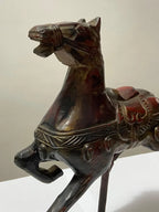 Escultura Antiga Cavalo Imperial Em Madeira Laca Feito À Mão