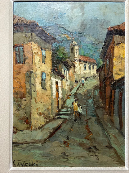 A. Dubsky - Pintura Óleo S/ Tela Casario Antigo