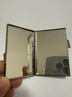 Caixa Porta Pó Compacto Antiga Em Metal Floral Com Espelho